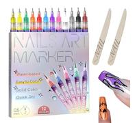 12 Colors Nail Art Pens Set with Nail File, Nails Art Markers Doodle Pen for Adults, for Nails Arts Drawing Painting Point Dotting Liner Pen Manicure Tool. (12 Colors)