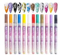 12 Colors Waterproof Manicure Painting Art Kit - Nail Markers, Professional Markers, Nailpolish Pens | Home Beauty Salon Acrylic Dotting, Drawing, Painting, For Butterflies Flowers