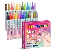 12 Colors Waterproof Nail Art Pen, Nail Art Drawing Painting Liner Pens, DIY Nails Painting Tools and Quick-drying Pen, Fine Tip Nails Arts Pens 0.5mm for Home Salon (24Color)