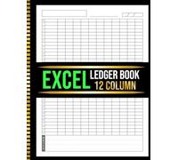 12 Column Excel Ledger Book: Blank Spreadsheet Log Book for Data Tracking, Accounting, Bookkeeping & Budgeting | 100+ Pages 8.5x11