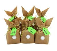 12 conejitos de Pascua de Papierdrachen para hacer y rellenar tú mismo - Regalo creativo de Pascua con 12 bolsas de papel, cordel y pompones - para niños