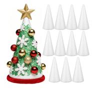 - 12 Conos de Espuma Blanca con Conos de para Manualidades, casa, Proyecto, artesanía, Centro de Mesa, árbol de Navidad, 10 cm