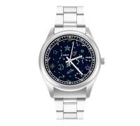 12 Constellations Doodle - Reloj casual para hombre con correa de acero inoxidable y cuarzo de aleación