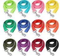 12 Correas de Nailon para Perros de 5 pies, 12 Colores, Cuerda de tracción para Cachorros, para Entrenamiento de Cachorros pequeños y medianos, Jugar, Acampar o Patio Trasero (Colores Brillantes)