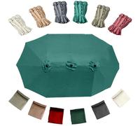 12 Côtes - Toldo de repuesto para sombrilla de patio, impermeable, protección UV, cubierta de sombrilla de jardín, doble tela para balcón, color verde oscuro