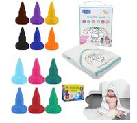 12 crayones de dedos lavables para niños y 1 toalla de baño con capucha de Peppa Pig, crayones de agarre de palma no tóxicos y toalla de algodón suave para niños, perfecta para arte, baño, viajes