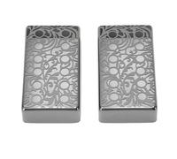 12 - Cubierta para pastilla Humbucker de metal negro con orificio, cubierta para pastilla de guitarra con diseño vintage de flores para guitarra eléctrica LP, compatible con pastil