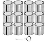 12 cubos de pintura de 0,5 litros con tapas, recipientes de almacenamiento de metal, latas de pintura vacías con abrelatas, almacenamiento de pintura a prueba de fugas, para proyectos de bricolaje