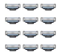 12 Cuchillas de Afeitar Compatible con Mach 3, Hombre Recambios Turbo para Hombre, Recambios con Triple Hoja y Doble Lubricación, Afeitado Suave y Preciso, Indicador de Cambio, Compatibles con Mangos