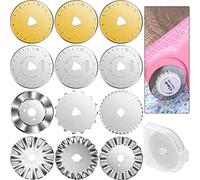 12 cuchillas rotativas de repuesto para cortadora de cuchillas giratorias de 45 mm, compatibles con Fiskars Olfa cortador giratorio para acolchado, corte de costura, manualidades, 8 tipos