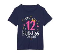 12º Cumpleaños De La Hija Una Princesa Nació 2013 Camiseta, Mujer Tallas Grandes, Azul Marino, 2XL Grande
