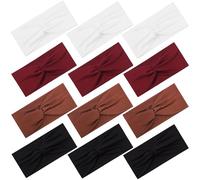 12 diademas elásticas para mujer, diadema deportiva absorbida, suaves y anudadas, para la vida cotidiana, yoga, entrenamiento (negro/marrón/blanco/rojo)