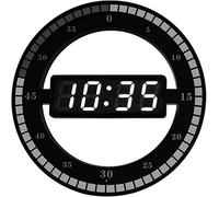 12'' Electronic Wall Clock, Modern Wall Clock, Led Ring Round Clock Mute Digital Clock Black For Kitchen, Office, Living Room, LJJY-KK