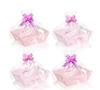12 elegantes cajas de regalo transparentes con arte latte y bolsas transparentes de OPP, lazos rosados, tema de cumpleaños para todas las ocasiones