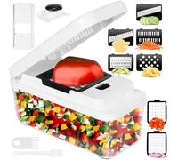 12 En 1 Cortador de Verdura, Mandolina de Cocina Profesional, Picador de Verduras con 7 Cuchillas Afiladas Intercambiables, Cortador verduras para Cebollas, Pepinos, Patatas y Zanahorias