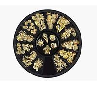 12 estilos de oro para uñas de metal, tachuelas doradas metálicas 3D, remache de palmera, tortugas, vida marina, encantos para verano, playa, manicura, océano, bricolaje, acrílico, suministros de