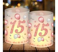 12 Faroles Vela Decorativos para 15 años, decoración de Mesa 15 años Happy Birthday, Anniversaire 15 ANS Femme Homme pour Lumières de thé et Bougies