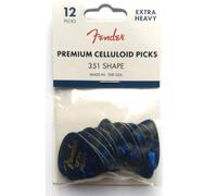 12 Fender 351 Picks, Extra Pesado Azul Moto, Plektrum Hang Bolso