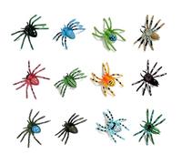 12 figuras de animales de 3, 5 x 4, 6 cm, arañas de plástico ecológicas y realistas, modelo de acción de araña pequeña, juguetes educativos para niños pequeños, adornos para cupcakes de cumpleaños