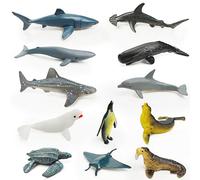 12 Figuras de Animales Marinos para Niños, Juguetes de Animales de Plástico, Conjunto de Figuras de Criaturas Marinas Portátiles, Juguete Educativo Montessori, Juego Educativo para Educación en Casa