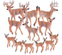 12 figuras de ciervos realistas de la familia de los ciervos, animales del bosque, criaturas del bosque en miniatura, juguetes en miniatura, ador