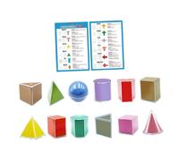 12 Figuras Geométricas Plegables, Sólidos Geométricos 3D con Tabla de Fórmulas, Material Escolar, Juguetes Educativos para El Preescolar.