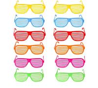 12 gafas de sombra de obturador para fiesta de los años 80, gafas de sol ranuradas, color neón, persianas, gafas, bolsas de fiesta para niños, disfraz novedoso para fiesta nocturna