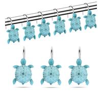 12 ganchos de cortina de ducha de tortuga marina para baño, ganchos decorativos de metal inoxidable, anillos de cortina de ducha deslizantes a granel para decoración temática de baño (tortuga marina)