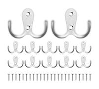 12 ganchos de puerta, ganchos dobles con 24 tornillos, ganchos de pared para puerta y pared, ganchos de puerta de metal resistentes atornillados para colgar batas, toallas, abrigos, sombreros, bolsas