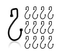 12 ganchos en forma de S para cortina de ducha, de metal, para baño, cocina, dormitorio, color negro