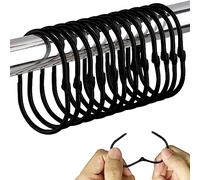 12 Ganchos para Cortina de Ducha, Anillos Colgantes de Cortina de Ducha de Metal antioxidante, Ganchos de Cortina ovalados, Accesorios para Cortinas de Ducha, para Cortinas de Ducha, Cortinas (Negro)
