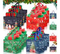 12 Gift Bag Christmas with Handles 32.5×25×17cm Reusable Bolsas Regalo Navidad Large Tela no Tejida for Gift Wrapping Birthday Party Supplies Present Bag Saco Presente Natal Children's Birth Sacks