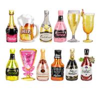 12 globos de helio mylar de papel de aluminio para botellas de champán, copas de whisky y cerveza, decoración para fiestas de cumpleaños, graduaciones, aniversarios y bodas