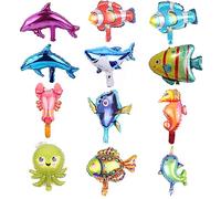 12 globos de sectas oceánicas, globos de fiesta infantil, globos de sectas oceánicas, 12 globos diferentes de animales marinos, adecuados para fiestas de cumpleaños, día familiar, evento de