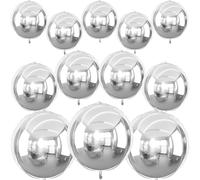 12 Globos Plateados 4D de Papel Aluminio, 10" 15" 22" Ballons Metálicos para Cumpleaños, Navidad, Año Nuevo y Decoración de Fiestas