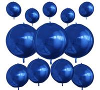 12 globos redondos de papel de aluminio azul marino, 56cm 38cm 25cm globo de helio 4D, globo de papel de aluminio azul metálico para cumpleaños, graduación, boda, aniversario, Nochevieja, discoteca