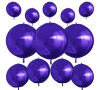 12 globos redondos de papel de aluminio morado oscuro, 56cm 38cm 25cm globos de helio 4D, globos de papel de aluminio morado metálico para decoraciones de fiestas de cumpleaños galácticos, graduación