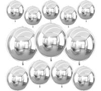 12 globos redondos plateados de aluminio, globos de bola 4D de 56cm, 38cm, 25cm, globo metálico plateado para cumpleaños, graduación, Navidad, Nochevieja, decoraciones de fondo de fiesta disco