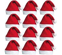 12 Gorros de Papá Noel - Gorros de Navidad para Fiesta Navideña o Disfraz de Papá Noel - Divertido Gorro Rojo de Santa Claus para Navidad