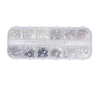 12 Grids Nail Art Rhinestones DIY Nail Decoration Makeup Glitter Beads Manicure Tool Nail Rhinestones Bedazzling Kit for DIY Crafts Clothes Shoes Nail (Diamantes de imitación 4#)