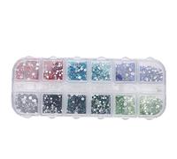 12 Grids Nail Art Rhinestones DIY Nail Decoration Makeup Glitter Beads Manicure Tool Nail Rhinestones Bedazzling Kit for DIY Crafts Clothes Shoes Nail (Diamantes de imitación 6 #)