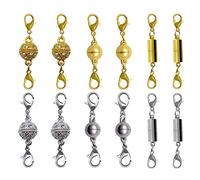 12 hebillas magnéticas de langosta para pulseras de cadena (oro, plata)