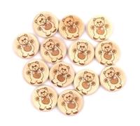 12 hermosos botones de madera de 20 mm naturales redondos con diseño de peluche, 2 agujeros para coser, botones hechos a mano, scrapbooking para ropa infantil, chaquetas, gorros mamelucos