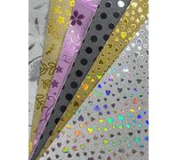 12 hojas A4 de papel con purpurina autoadhesivo, sin pelusa, 80 g/m², 6 diseños, paquete múltiple