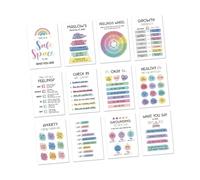 12 hojas calmante póster de esquina panel de pared para el bienestar mental consejos de salud mental para la oficina, aula, aula, herramientas de asesoramiento