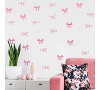 12 hojas de calcomanías de pared con lazo para despegar y pegar, calcomanías de corazón rosa para habitación, guardería, dormitorio, tocador, sala de estar, sala de juegos, ventanas, papel tapiz