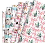 12 hojas de papel de regalo de cascanueces, diseño navideño de 27 x 20 pulgadas con bailarinas, soldados cascanueces, ballet, osos, copos de nieve y árboles, papel de regalo para regalos de Navidad