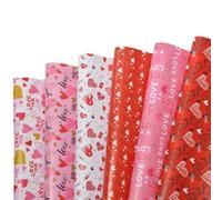 12 hojas de papel de regalo para el día de San Valentín para hombres y mujeres, aniversario, manualidades, regalos, papel de regalo con impresión de labios de corazón rojo y diseño de letras de amor