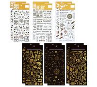 12 Hojas de Pegatinas Metálicas con Purpurina - Pegatinas de Cumpleaños, Álbumes de Recortes, Día del Padre, Pop Coreano