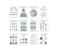 12 hojas de póster de regulación emocional para el bienestar mental, 25, 4 x 35, 6 cm, para aula, asesoramiento, oficina, póster motivador para oficina, aula, 12 hojas